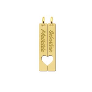 Gouden vriendschapsketting bar hangers - Names4ever