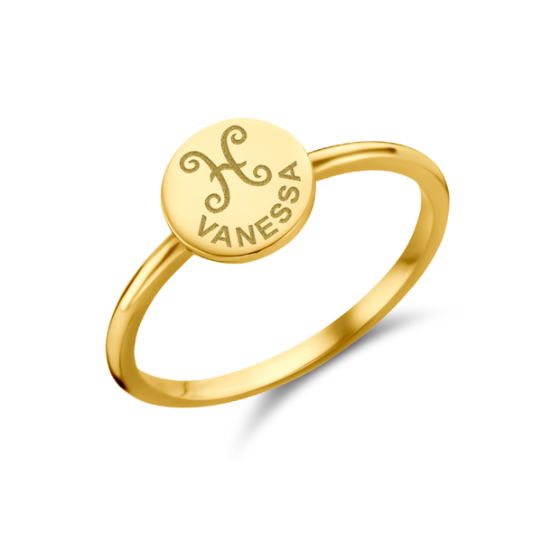 Gouden Ring Disc met Sterrenbeeld en Naamgravure | Names4ever