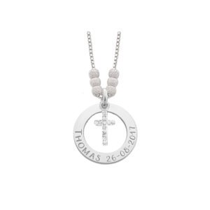 Mama Naamketting van Zilver met Zirkonia Kruis - Names4ever