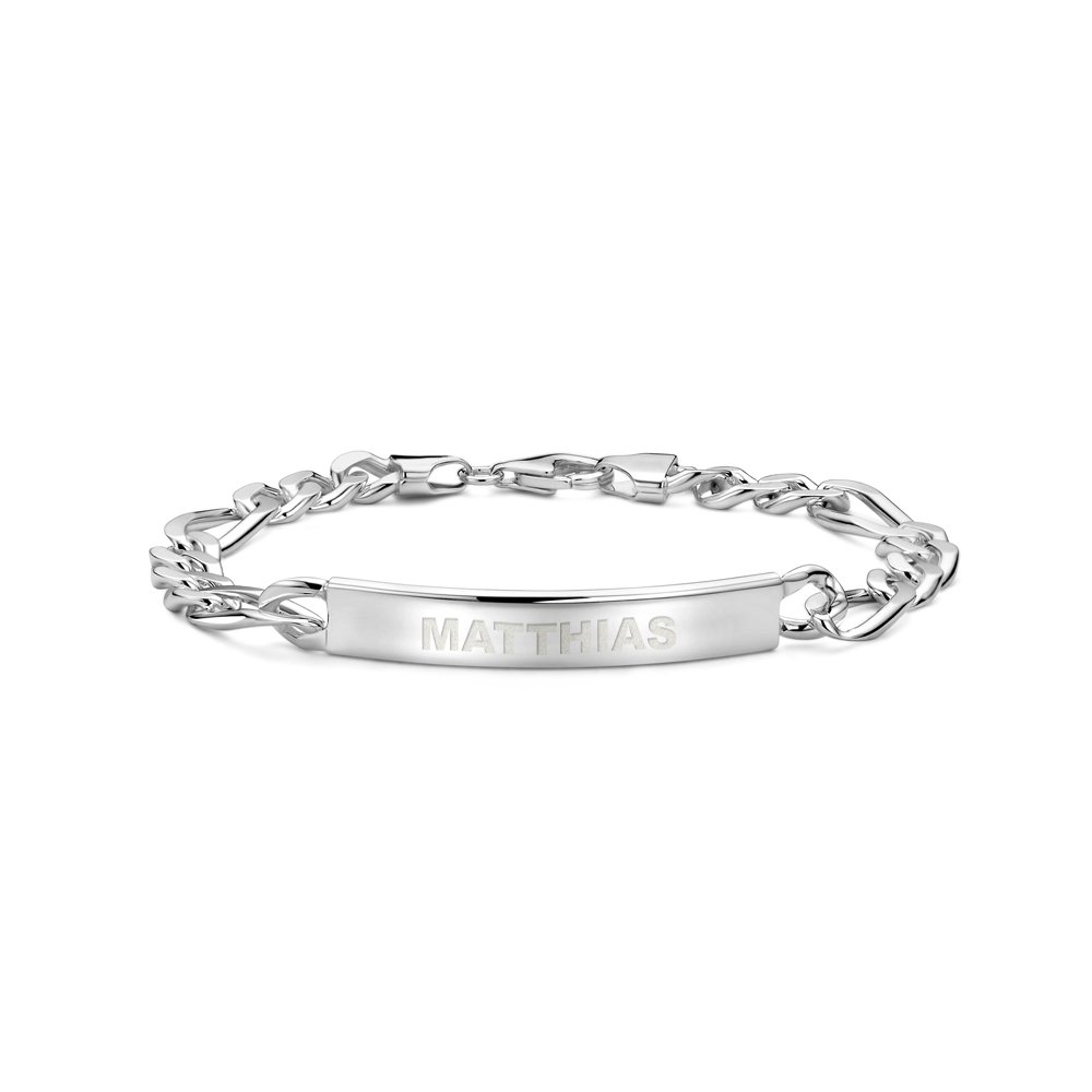 Massieve Zilveren Herenarmband Zilver Gravure Figaro | Names4ever