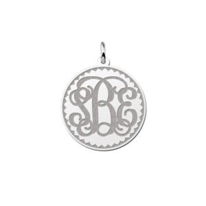 Names4ever Medium Monogram Gravure Hanger van Zilver ZMH005