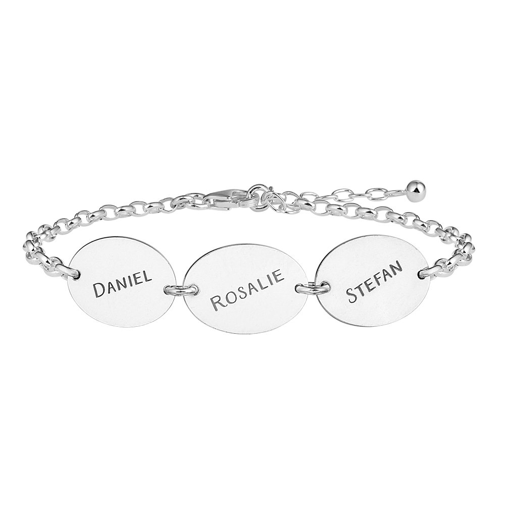 Names4ever Zilveren Armband met Drie Ovaaltjes ZNA64