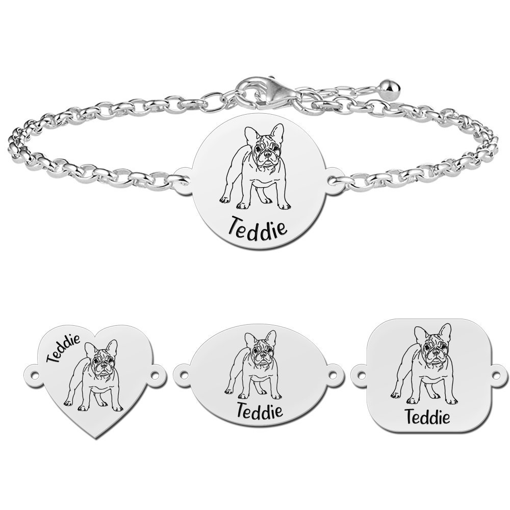 Zilveren armband Franse Bulldog - Names4ever