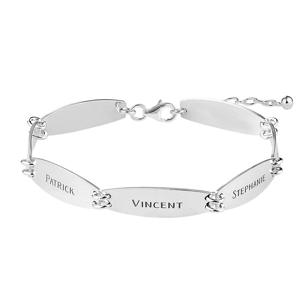 Names4ever Zilveren Armband met Zeven Naamplaatjes ZNA61