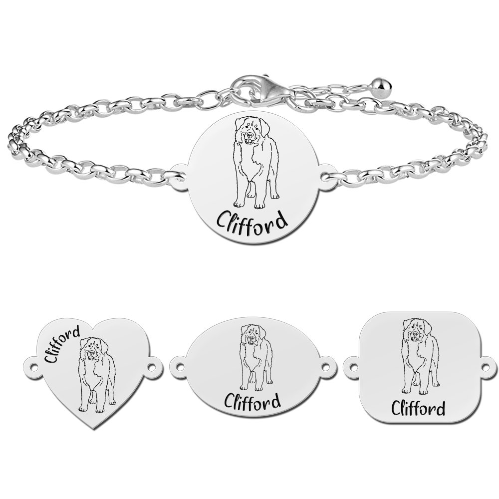 Zilveren armband met Berner Sennehond - Names4ever