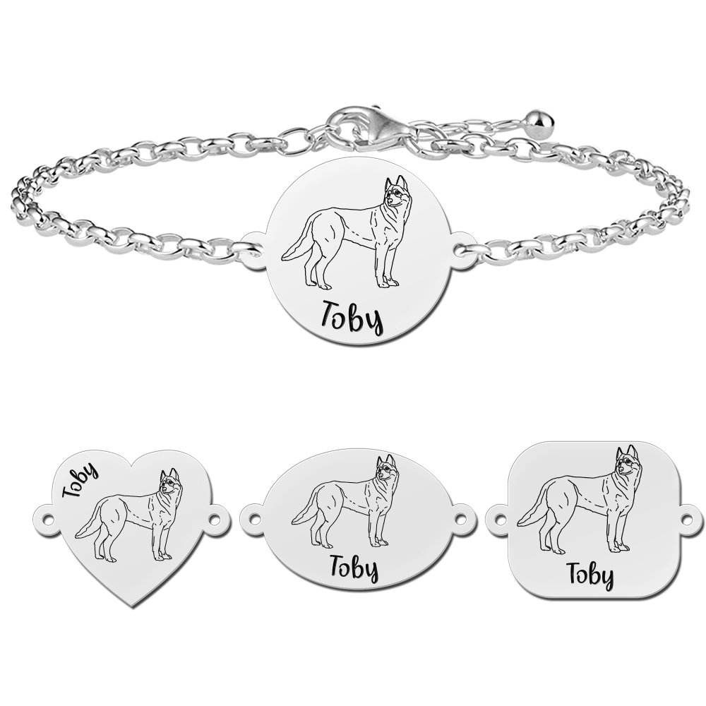 Zilveren armband met gravure Husky - Names4ever