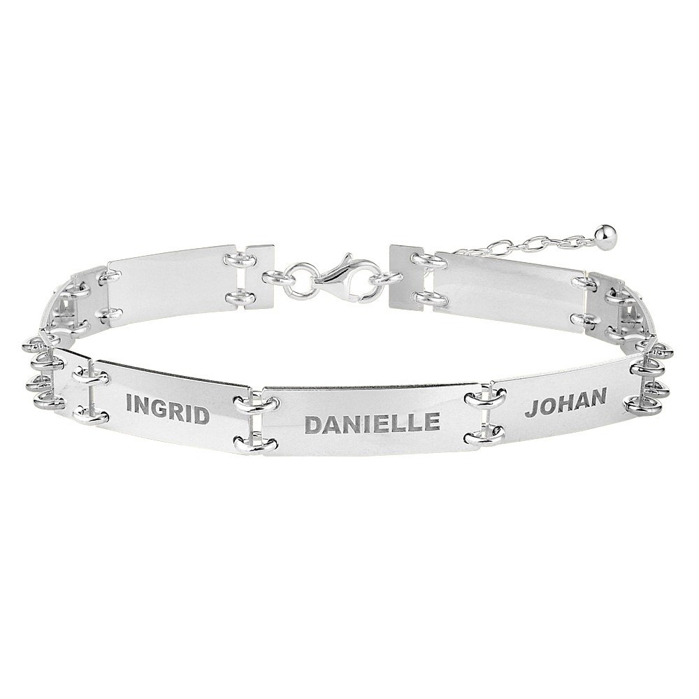 Names4ever Zilveren Armband met Rechthoekige Naamplaatjes ZNA58