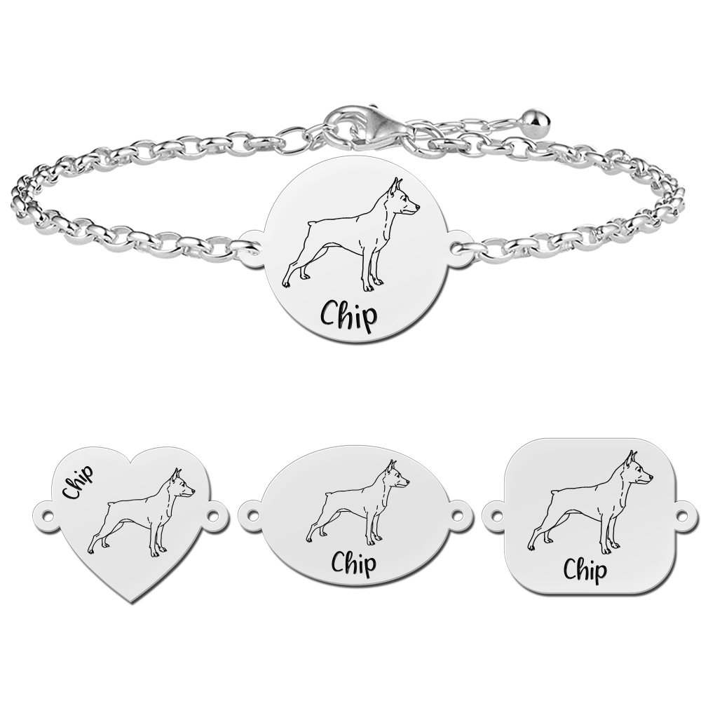 Zilveren dieren armband hond Dwergpinscher - Names4ever