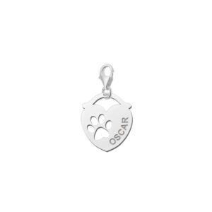 Names4ever Hartvormige Charm-Naambedel met Pootafdruk ZNDB006