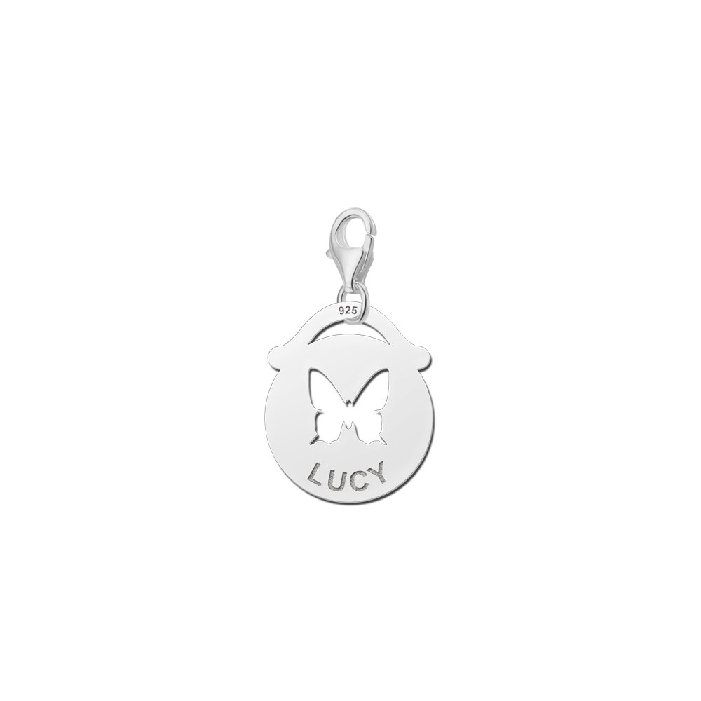 Names4ever Ronde Charm-Naambedel met Vlinder ZNDB020