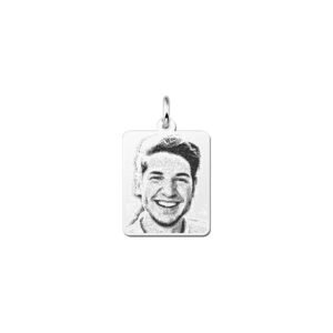 Mini Zilveren Dog Tag Fotogravure Hanger van Names4ever