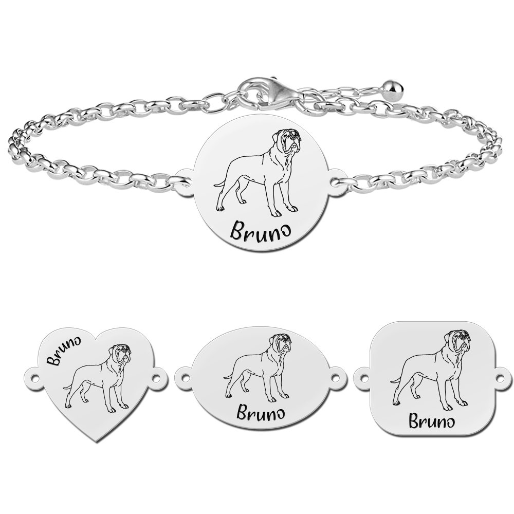 Zilveren honden armband Mastiff - Names4ever