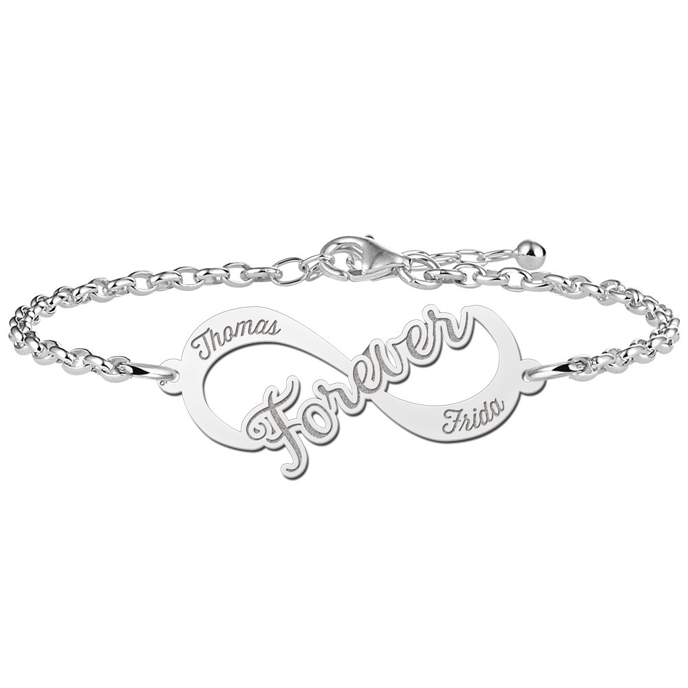 Names4ever Forever Infinity Armband van Zilver - Graveer Sieraad