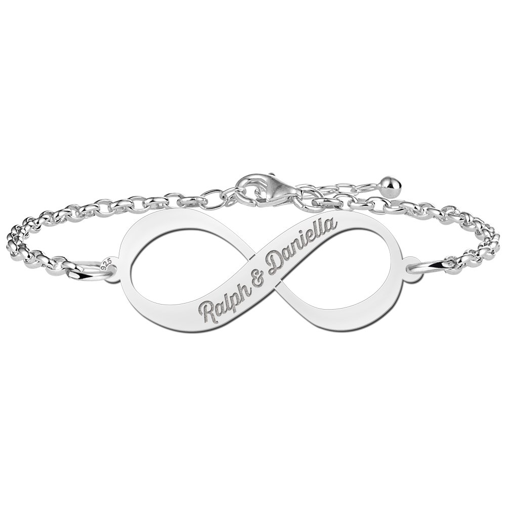 Valentijn Sieraad | Names4ever Zilveren Armband met Infinity Teken met Namen