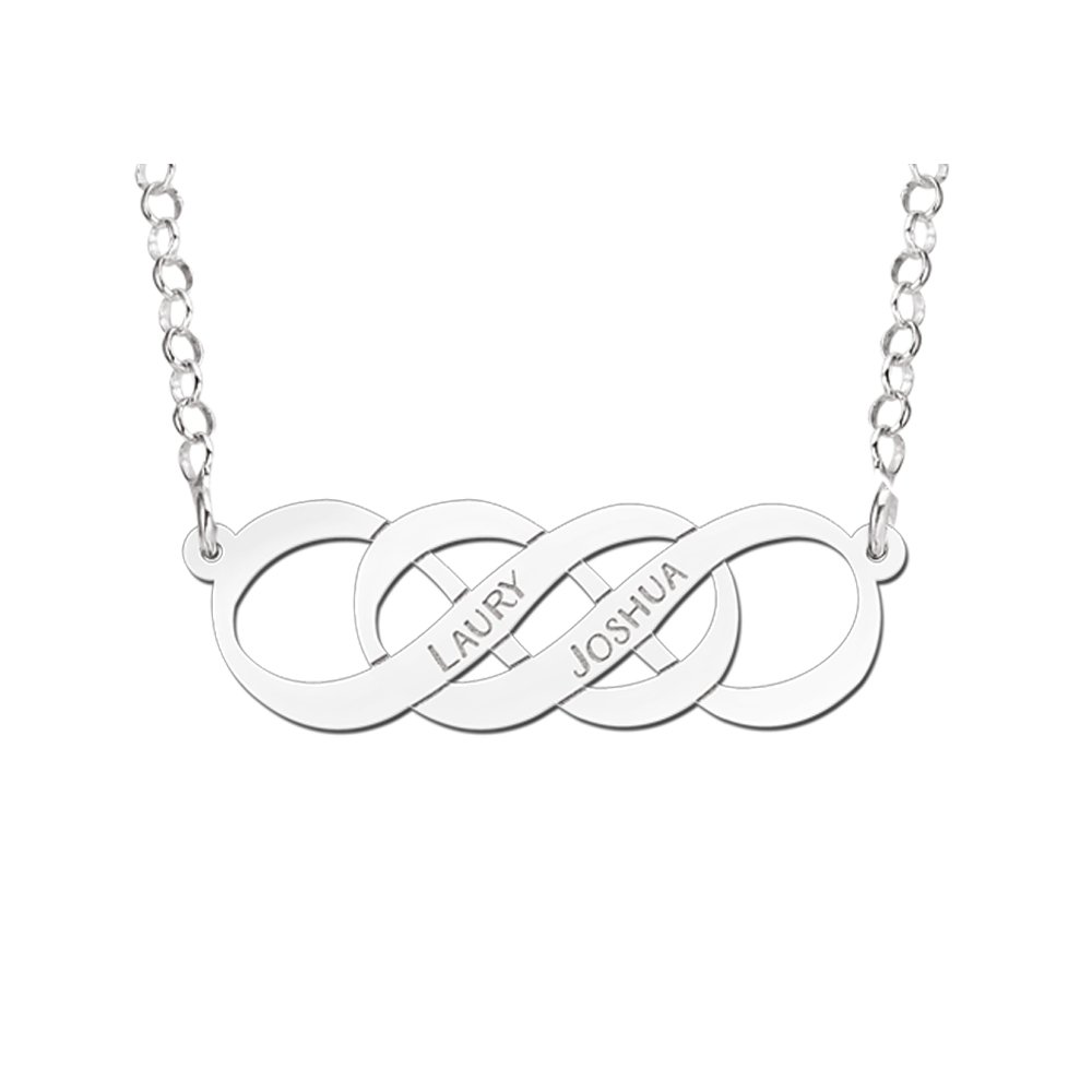 Zilveren ketting double infinity symbool - Names4ever