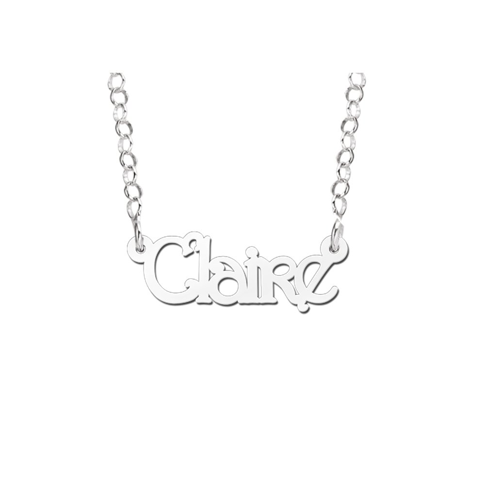 Names4ever Claire Stijl Zilveren Naamketting voor Kids ZNK28