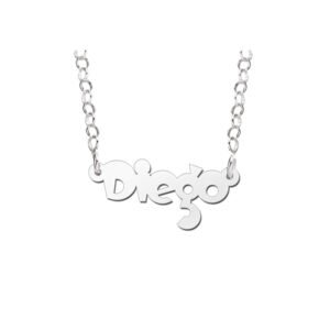 Names4ever Diego Stijl Zilveren Naamketting voor Kids ZNK48