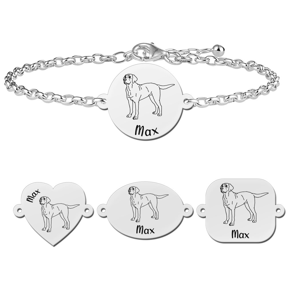 Zilveren Labrador armband met gravure - Names4ever