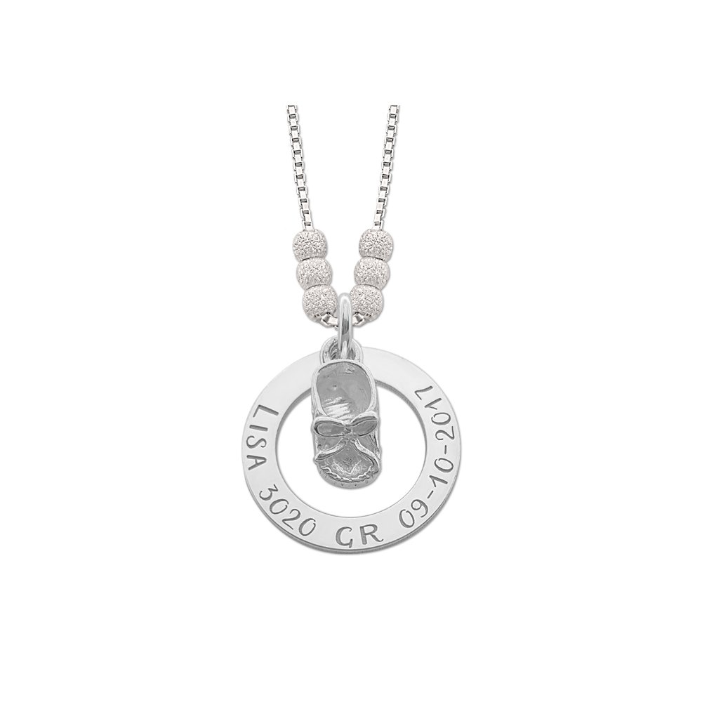 Mama Naamketting van Zilver met Baby Schoentje - Names4ever