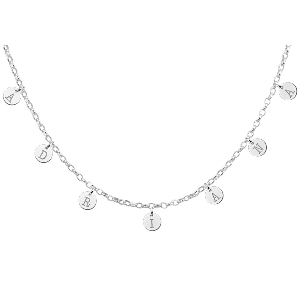 Naamketting met Meerdere Rondjes en Letters van Zilver | Names4ever