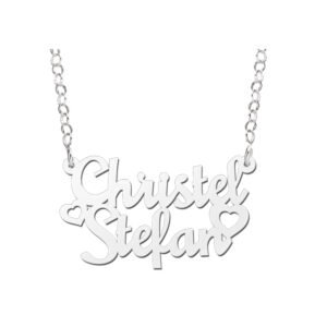 Names4ever Christel-Stefan Stijl Zilveren Naamketting