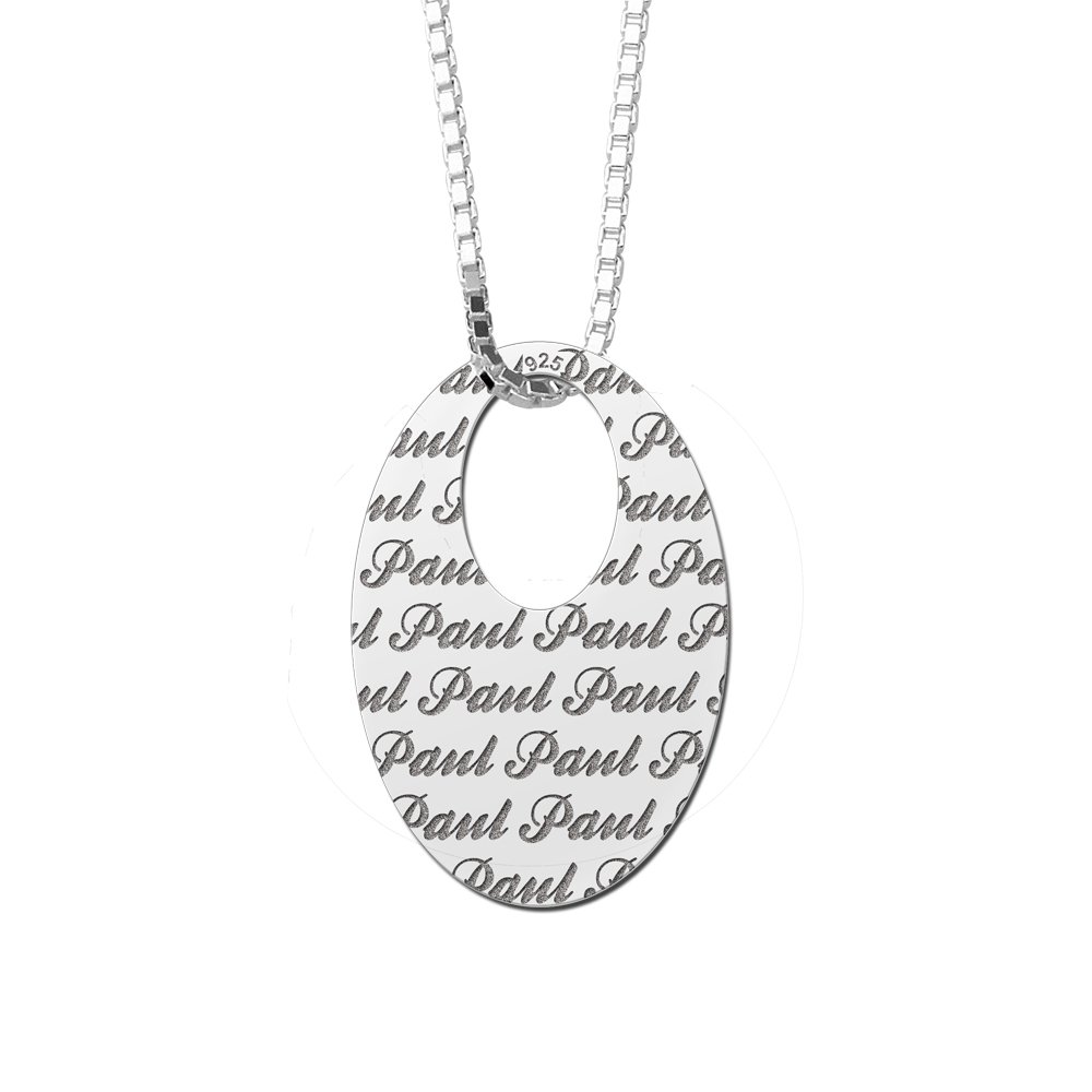 Zilveren naamhanger repeat ovaal met collier 45-50cm - Names4ever