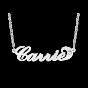 Names4ever Carrie Stijl Zilveren Naamketting + Zirkonia