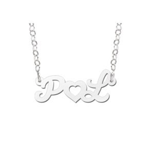 Names4ever Initialen Zilveren Naamketting + Hart