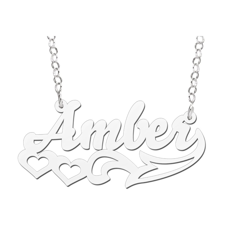 Names4ever Amber Stijl Zilveren Naamketting