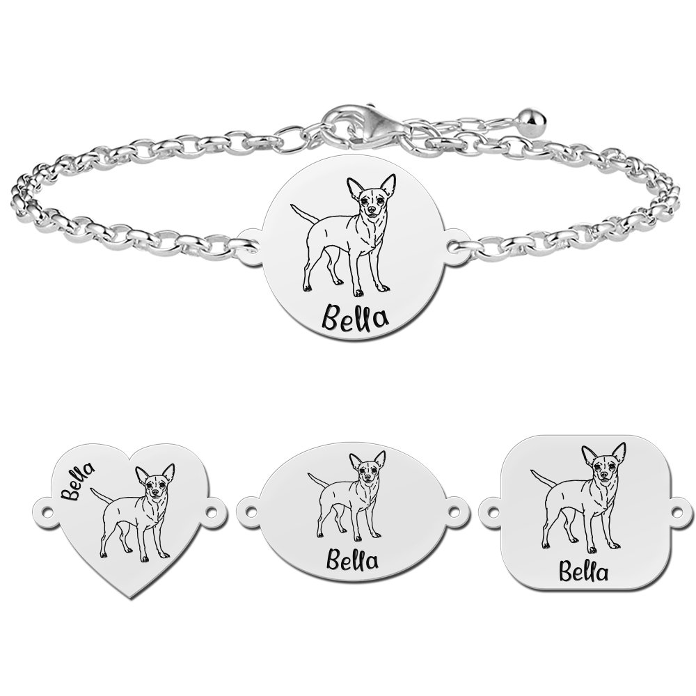 Zilveren personaliseerde armband Chihuahua - Names4ever