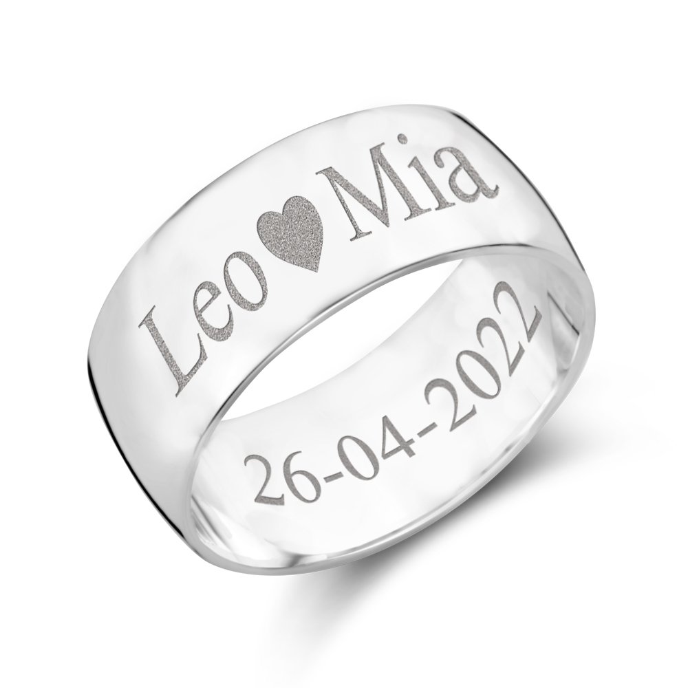 Zilveren ring graveren bol 8mm - Names4ever