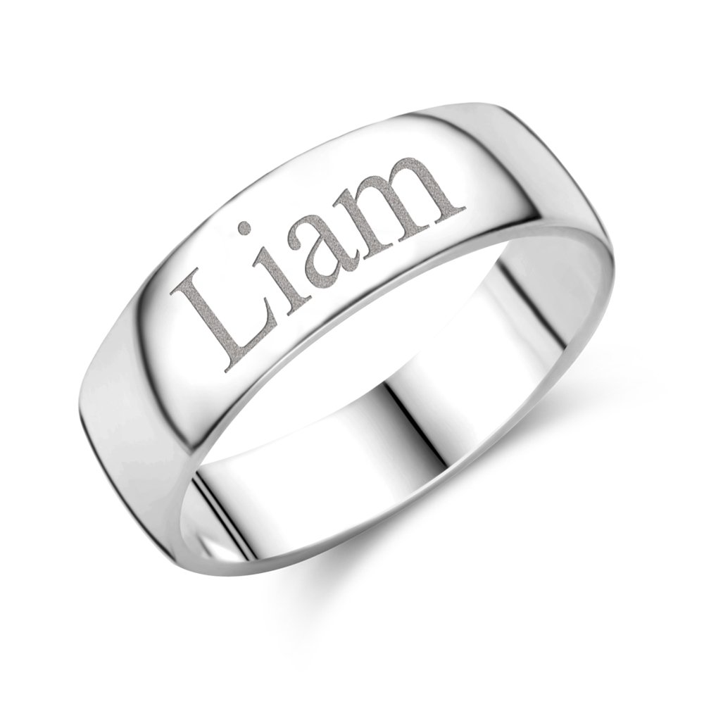 Zilveren ring met tekst bol 6mm - Names4ever