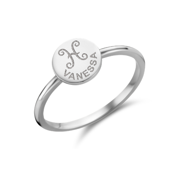 Zilveren Ring Disc met Sterrenbeeld en Naamgravure | Names4ever