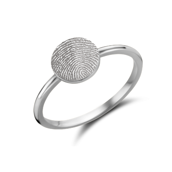 Zilveren Disc Ring Rond met Vingerafdruk | Names4ever