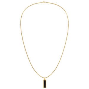 Goudkleurige Heren ketting met Onyx Hanger | Tommy Hilfiger